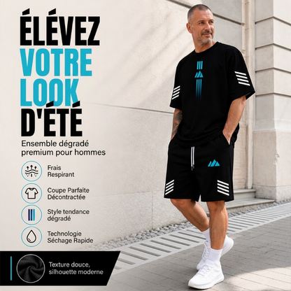Lorrvek Dvoudílný letní set pro muže | Tričko + šortky | Prodyšné + pohodlné | S–4XL | Léto a volnočas