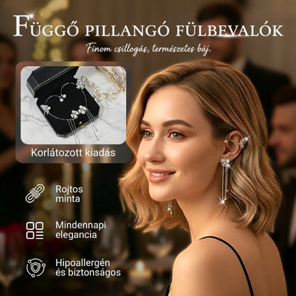 🦋 2026-os új modell: pillangós rojtos virágos fülbevaló