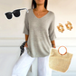 ✨ Jednobarevný pletený top s V-výstřihem – prodyšné pohodlí, minimalistická elegance a nadčasový styl 💎👚