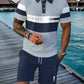 🔥Pánský krátký rukávový volnočasový set, letní plážová móda sportovní oblečení, kostkovaný vzor, slim fit, nad kolena
