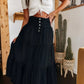 👗 Džínová maxi sukně – vysoký pas, vrstvená, áčkového střihu, s knoflíky vpředu ✨