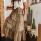 👗 Džínová maxi sukně – vysoký pas, vrstvená, áčkového střihu, s knoflíky vpředu ✨