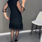 ✨ Elegancja z Klasą | Dámské midi šaty s krystalky, kulatý výstřih