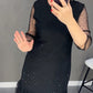 ✨ Elegancja z Klasą | Dámské midi šaty s krystalky, kulatý výstřih
