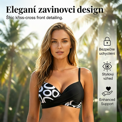 bulgaranest 🌺👙 Dvoudílné bikiny s potiskem | Push-up efekt + křížový design | S–2XL | 9 barev + 🎁 Náhrdelník zdarma