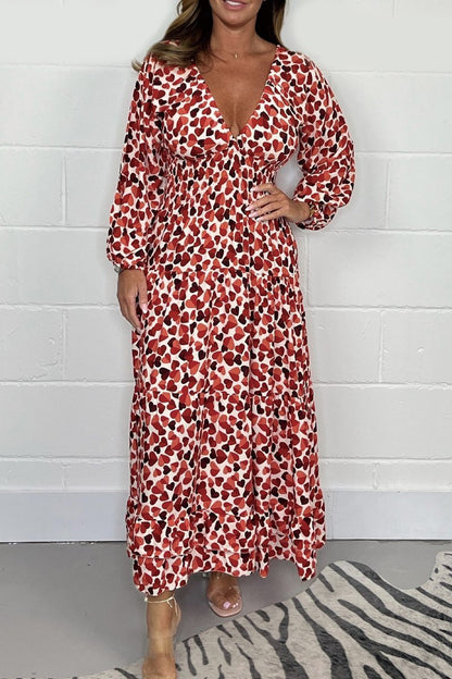 💃Nyári forró eladó 50% OFF🔥Szív Smocked Midi ruha