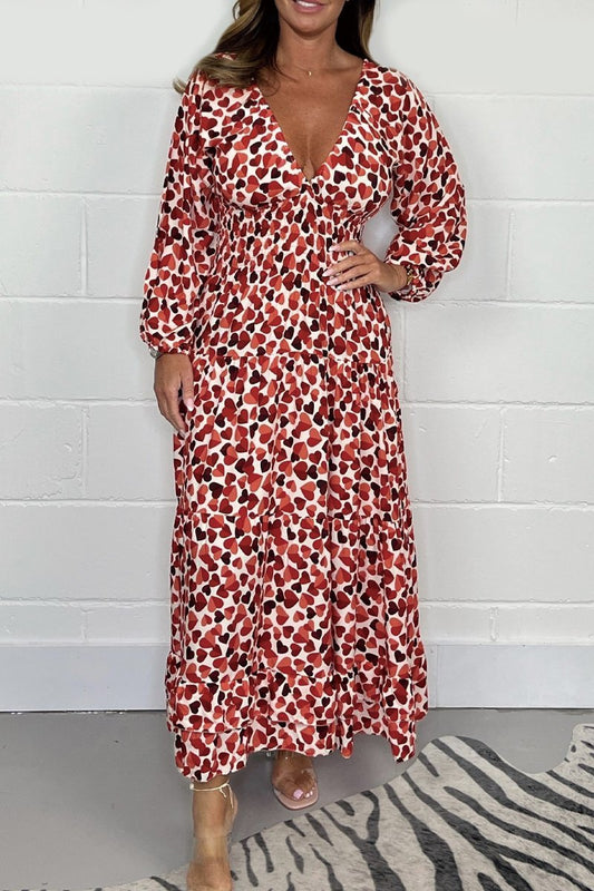 💃Nyári forró eladó 50% OFF🔥Szív Smocked Midi ruha