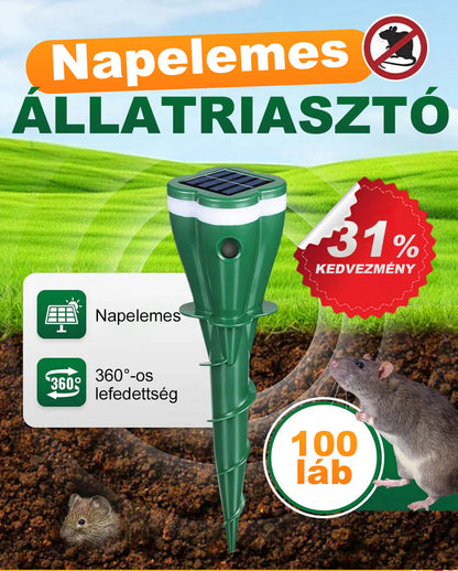 🌞 Napenergiával működő ultrahangos riasztó，Spirál dizájn, vízálló / Elűzi az egereket, madarakat, kígyókat stb.– Raktáron & Utánvétes 🐕🦌