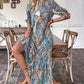 👗Výstřih do V, boho šaty s bočním rozparkem, volného střihu