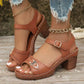 🌼	【EU 36-43】 Nyári női Chunky Magassarkú szandálok