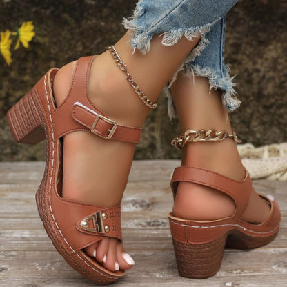 🌼	【EU 36-43】 Nyári női Chunky Magassarkú szandálok