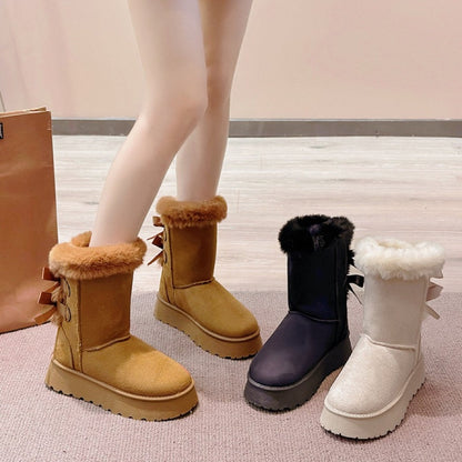 🎀👢Dámské platformové sněhule s mašlí🎁