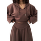 ✨ Flattering 2-Piece Style | Women's Cropped V-Neck Hoodie & High V-Waist Wide-Leg Pants Set