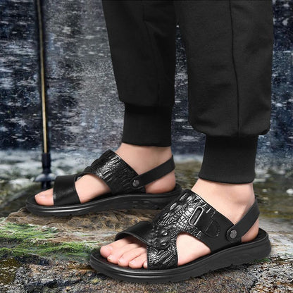 👞 Férfi bőr szandál – Beltéri és kültéri használatra | Lélegző és kényelmes