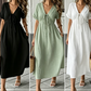 🌸 Dámské midi šaty s výstřihem do V a vázáním vpředu – ideální letní outfit