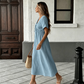 🌸 Dámské midi šaty s výstřihem do V a vázáním vpředu – ideální letní outfit