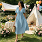 🌸 Dámské midi šaty s výstřihem do V a vázáním vpředu – ideální letní outfit
