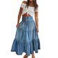 👗 Džínová maxi sukně – vysoký pas, vrstvená, áčkového střihu, s knoflíky vpředu ✨