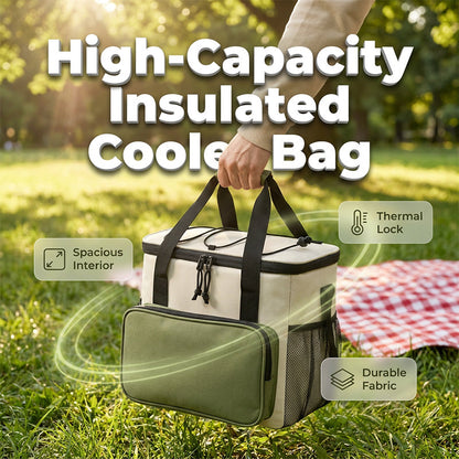 🧊🎒 Nagy kapacitású, hőszigetelt hűtőtáska piknikekhez és szabadtéri programokhoz ⛺️
