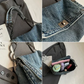 Retro džínová crossbody taška s velkou kapacitou – kovové detaily, lehká a stylová