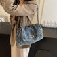 Retro džínová crossbody taška s velkou kapacitou – kovové detaily, lehká a stylová