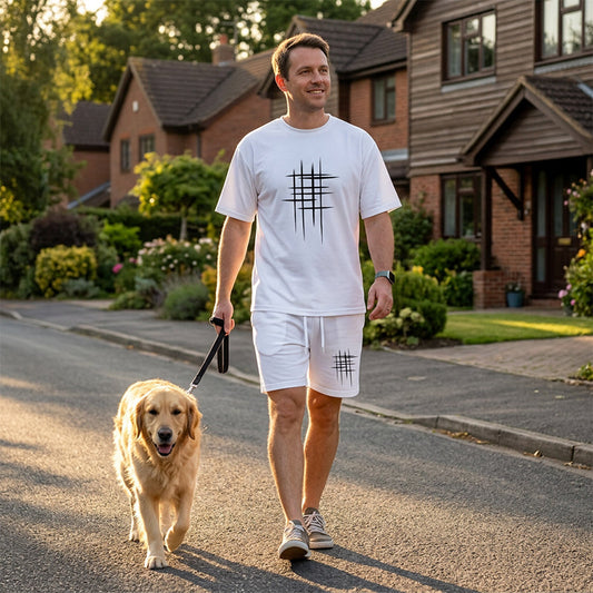 Pánský volnočasový set top a kraťasy 2 kusy – volný střih, prodyšný a stálobarevný potisk 😎👕