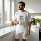 Pánský volnočasový set top a kraťasy 2 kusy – volný střih, prodyšný a stálobarevný potisk 😎👕