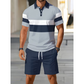 🔥Pánský krátký rukávový volnočasový set, letní plážová móda sportovní oblečení, kostkovaný vzor, slim fit, nad kolena