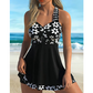 Lorrvek Dámská sada plavek Tankini | Květinový potisk + Boy Shorts | S–4XL | Pláž a bazén léto