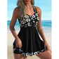 Lorrvek Dámská sada plavek Tankini | Květinový potisk + Boy Shorts | S–4XL | Pláž a bazén léto