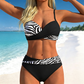 bulgaranest 🌺👙 Dvoudílné bikiny s potiskem | Push-up efekt + křížový design | S–2XL | 9 barev + 🎁 Náhrdelník zdarma