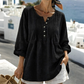 Dámská halenka s dlouhým rukávem, plisovaná, s límečkem typu Henley