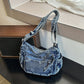 Retro květinový žakárový denim crossbody kabelka