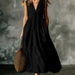 Women's Sleeveless V-Neck Pleated Dress with Pockets