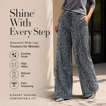 👖Dámské třpytivé kalhoty s rovnými nohavicemi a elastickým pasem
