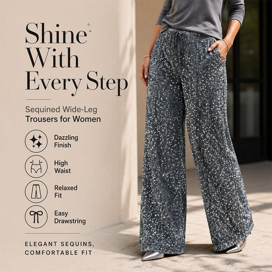 👖Dámské třpytivé kalhoty s rovnými nohavicemi a elastickým pasem
