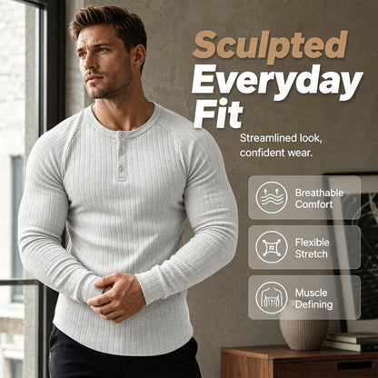 🍁Získejte svou novou podzimní módu - pánská slim fit košile Henley