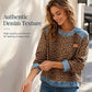 🐆 Retro Statement Styl | Dámský sweatshirt s leopardím vzorem a džínovými záplatami