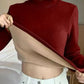 Dámský teplý top s vložkou, mock neck a přiléhavým střihem