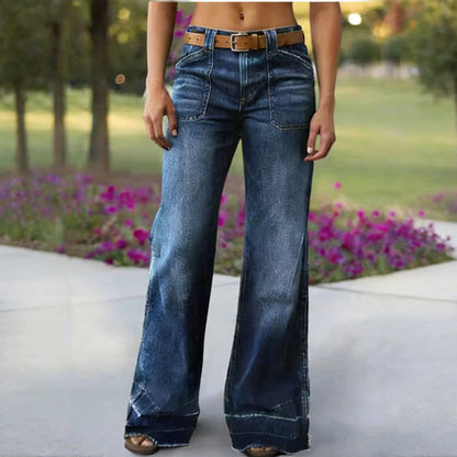 👖✨Bestseller – Dámské retro zvonové džíny s kapsami