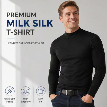 Pánský slim fit top s falešným rolákem