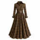 Plus Size Dámské francouzské vintage kostkované šaty s nepravidelným lemem a zeštíhlujícím designem