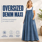 Dámské oversized casual denimové šaty na ramínka maxi