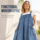 Dámské oversized casual denimové šaty na ramínka maxi