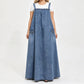 Dámské oversized casual denimové šaty na ramínka maxi