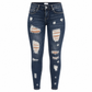 Dámské džíny s vysokým pasem, roztrhané, skinny, distressed, strečové denimové kalhoty