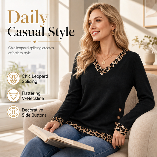 👚✨Dámský pletený top s V-výstřihem a dlouhým rukávem