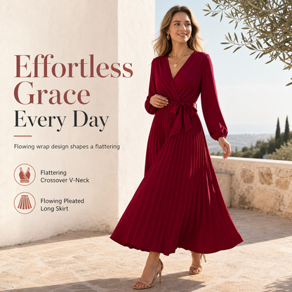 👗✨Dámské elegantní maxi šaty s překříženým výstřihem do V a plisováním✨