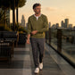 Pánský vaflový pletený top Henley s imitací dvoudílného provedení