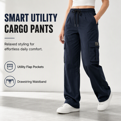 👖 Prostorné kapsy, pohodlný střih pro volný pohyb | Dámské cargo kalhoty se stahovací šňůrkou